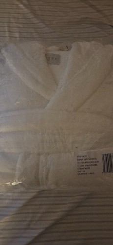 FRETTE White Fluffy 100% Cotton Unisex Bathrobe XL  - Picture 2 of 7