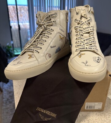 Zadig & Voltaire Flash British Lace Up High Top Sneakers. FR Zadig & Voltaire Flash British Lace Up High Top Sneakers. FR