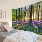 Forest Scenery Sunshine Purple Floral Tapestry for Bedroom Living Room Dorm