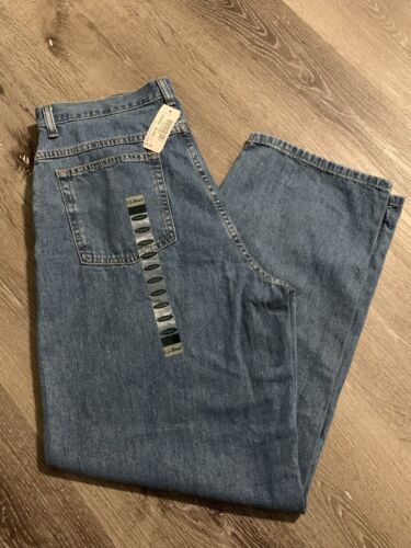 L.L. Jeans donna Bean vintage mamma blu vita alta taglia 14 gamba larga regolare nuovo con etichetta - Foto 2 di 12