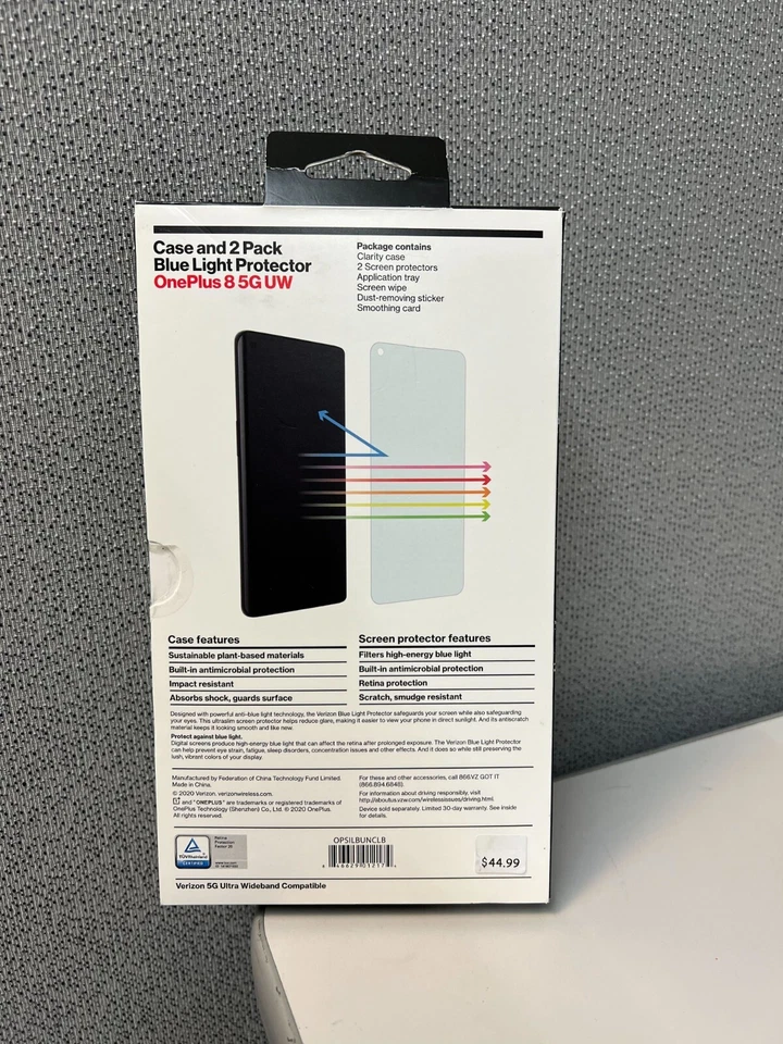 Paquete de funda Verizon Clarity y protector de pantalla de luz azul para OnePlus 8 5G UW Foto 4 de 4