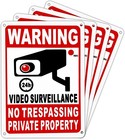 4 Pack Large Warning Security Cameras In Use Metal Sign for House Business
