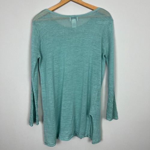 Citron Santa Monica Tunika Top Large Seafoam Grün Strick Lang Glockenärmel Häkel - Bild 6 von 14