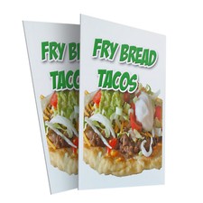 Fry Bread Tacos 24" x 36" 2 Pack Of Store Sign Plastic Or Decal