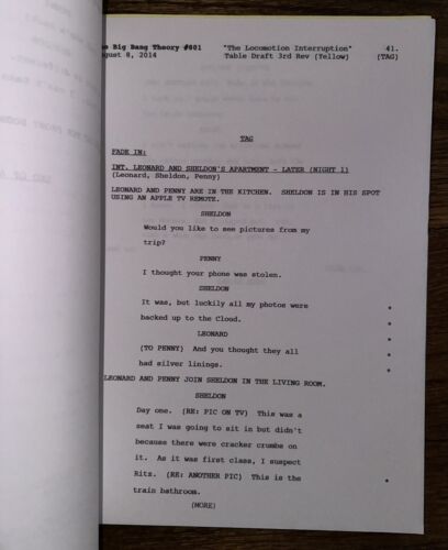 The Big Bang Theory Script 2014 Season 8 Premier Episode Table Draft - Picture 5 of 5