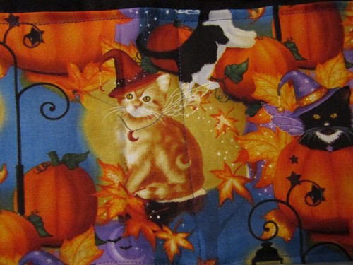 Halloween Cat Black Server Apron Waitress Apron Name Free Diner Lady Pizazz - Picture 3 of 6