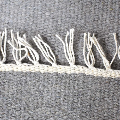 Eco-Friendly Hand Woven Flat Weave Kilim Wool Area Rug Solid Light Silver BBH - Picture 9 of 75