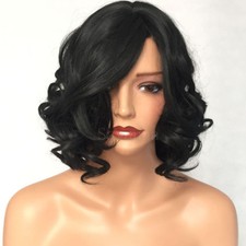 Short Synthetic None Lace Wigs Black Color Full Hair Body Wave Wig Fashion Women