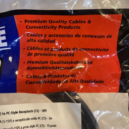 Tripp Lite P013-010 Laptop Power Cord 10ft AC Plug 5-15P PC Style Receptacle C5 - Picture 2 of 5