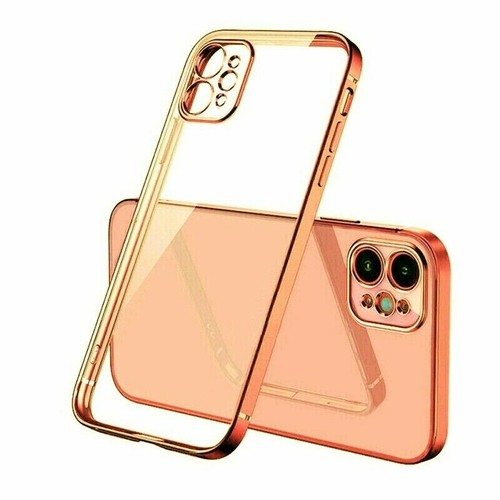 For Iphone 12 Pro Max Clear Silicone Case With Rose Gold Edge Ebay