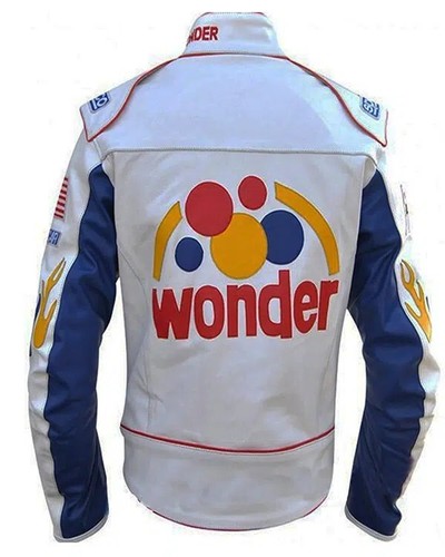 Wonder White Motorcycle Jacket Ricky Bobby Talladega Nights Halloween Jacket - Picture 2 of 4