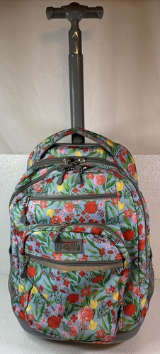 J WORLD NEW YORK SUNRISE ROLLING BACKPACK FLORAL PRINT 18" BOOKBAG TRAVEL - Picture 12 of 14