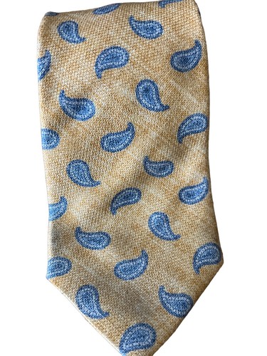 Edward Armah Men's Silk Neck Tie Yellow Paisley 61L 3.5W Made in Italy Nice