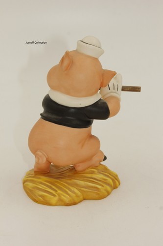 Vtg Disney Three Little Pigs I Toot My Flute I don't Give A Hoot Figurine Fifer - Bild 4 von 6