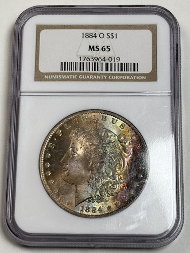 1884 O Toned Morgan $💎💎NGC MS 65💎💎Gorgeous Bands Of Rainbow Toning💎💎VIDEO - Picture 6 of 9