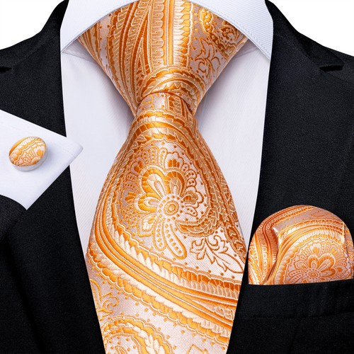 DiBanGu Paisley Striped Solid Silk Mens Necktie Woven Tie Pocket Square Cufflink - Picture 14 of 256