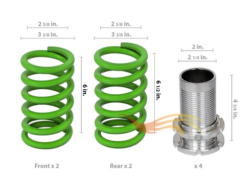 BCP GREEN 92-00 Honda Civic CRX Adjustable Lowering Coilover Coil Spring Kit - Foto 2 di 2
