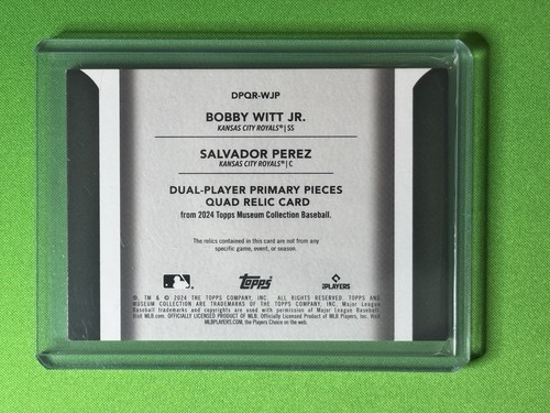 2024 Topps Museum Bobby Witt Jr / Salvador Perez Quad Relic #/49 - Picture 2 of 2