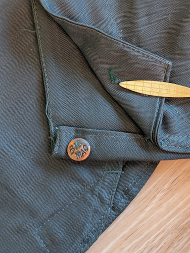 Big Mac Overall Vintage JCPenney NOS Herringbone Twill Spruce Green Cotton 42R - Bild 5 von 14