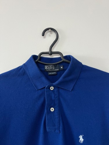 Polo Ralph Lauren Custom Fit Blu Scuro Manica Lunga Lusso Rara Uomo Tg M - Foto 3 di 15
