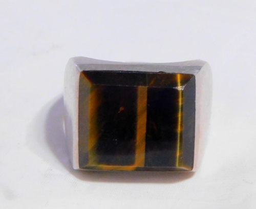 Vintage Herren Ring Quadrat Mexiko Sterlingsilber Tigerauge R12152