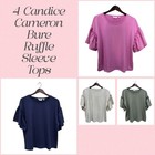 Candace Cameron Bure Women's Ruffle Sleeve Top Bundle Pink Blue Gray Green M