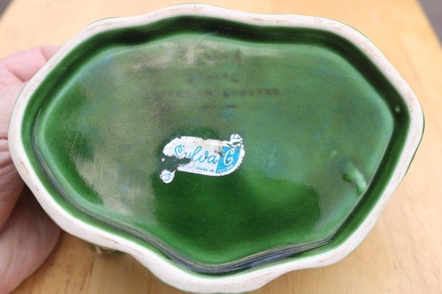 VINTAGE SYLVAC 4394 RIVERSIDE SWAN PLANTER VASE GREEN CERAMIC POTTERY - Picture 6 of 13