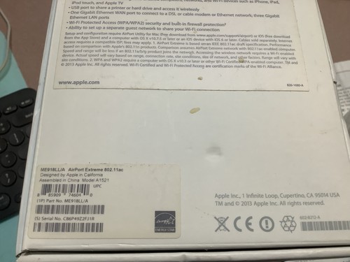 Apple AirPort Extreme 802.11ac A1521 ME918LL/A Wi-Fi Router w/ Power Cord - Picture 2 of 2