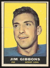 1961 Topps Jim Gibbons Detroit Lions #33