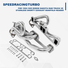 Stainless Shorty Exhaust Manifold Header For 1992-1995 Dodge Dakota Ram Truck V8