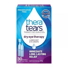 Dry Eye Therapy Lubricant Eye Drops Single-Use Vials 0.60 Oz By Theratears