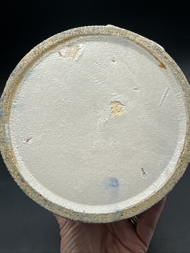 Antique Blue & White Salt Glaze Salt Crock Butterfly Pattern Farmhouse Decor - Picture 9 of 17