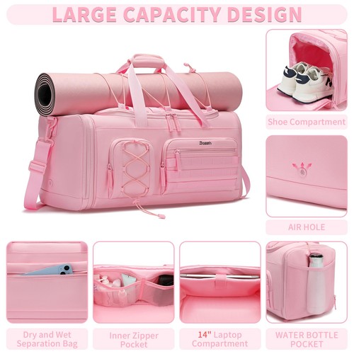 Bolsa de Gimnasio para Mujeres y Hombres, 45L Bolsa de Viaje Deportes Bolsa de Lona Gimnasio Fin de Semana Ove... - Imagen 3 de 6