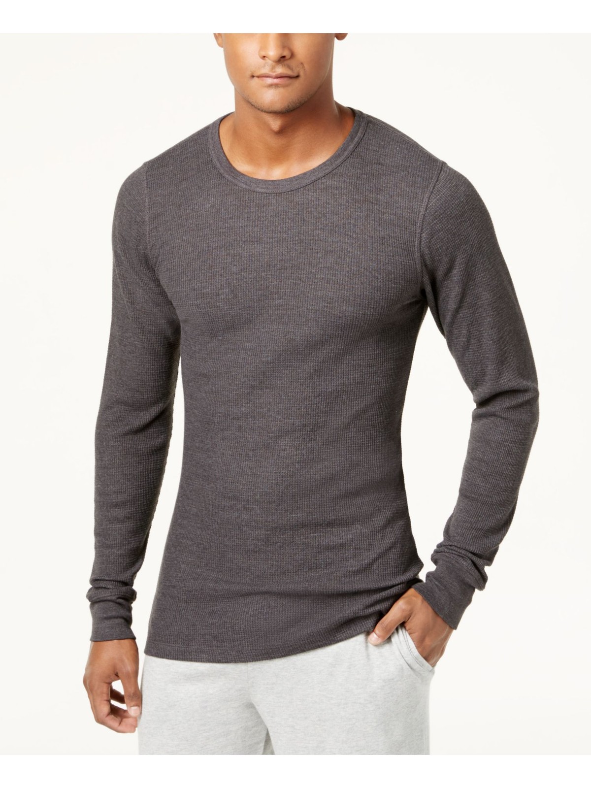 Повседневная рубашка ALFANI Intimates серого цвета с длинным рукавом S