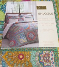 ENVOGUE Moroccan Paisley 3pc QUEEN DUVET COVER SET Teal Green Orange MEDALLION