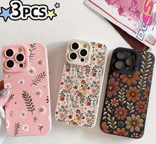 Three-Piece Set: Vintage Floral Phone Case for iPhone 15 Pro