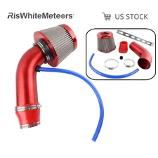 Red Car Cold Air Intake Filter Induction Kit Pipe Power Flow Hose System & 76mm