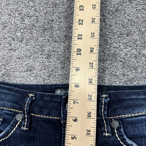 Silver Jeans Womens 28/31 Blue Aiko Bootcut Dark Wash Denim Pockets Logo City - Picture 4 of 8