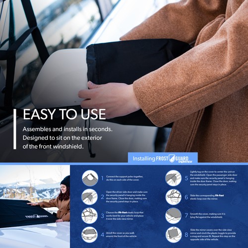 FrostGuard Vortex Auto Windschutzscheibenabdeckung für Eis & Schnee, Winterwoods - Bild 7 von 8