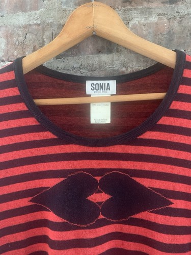 Sonia by Sonia Rykiel Women’s Heart Cotton Sweater Size Medium Made in France - Picture 2 of 5