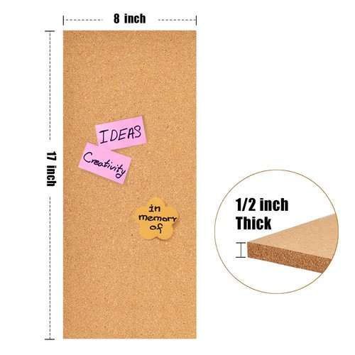 17x8 Corkboard Tiles Bulletin Board, 1/2 Thick Self-Adhesive Cork Boards for ... - Picture 2 of 6