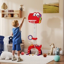 Kids Basketball Hoop, Adjustable Height 4.4-5 ft, 5 in 1 Design, Red