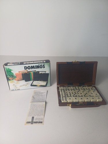 DOPPELSECHS REISE DOMINOES JEU DE 28 IN AKTENTASCHE STYLE BOX VINTAGE SPIELE - Bild 1 von 24