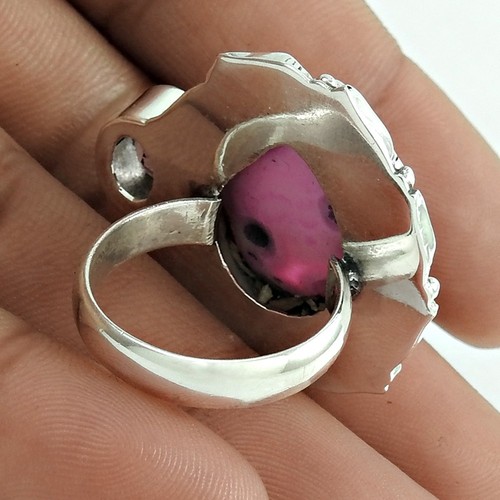 Druzy Solid Sterling Silver Statement Friendship Day Wedding Ring Jewelry Size Q - Picture 5 of 8