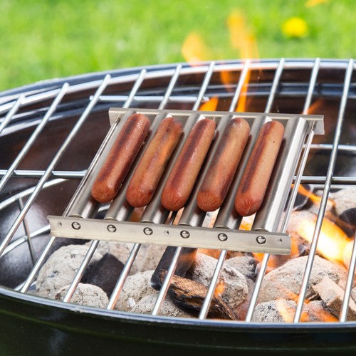 Hotdog Roller Grill Stainless-Steel Rolling Rack with Handle 5 Hotdog Capacity - Picture 6 of 6