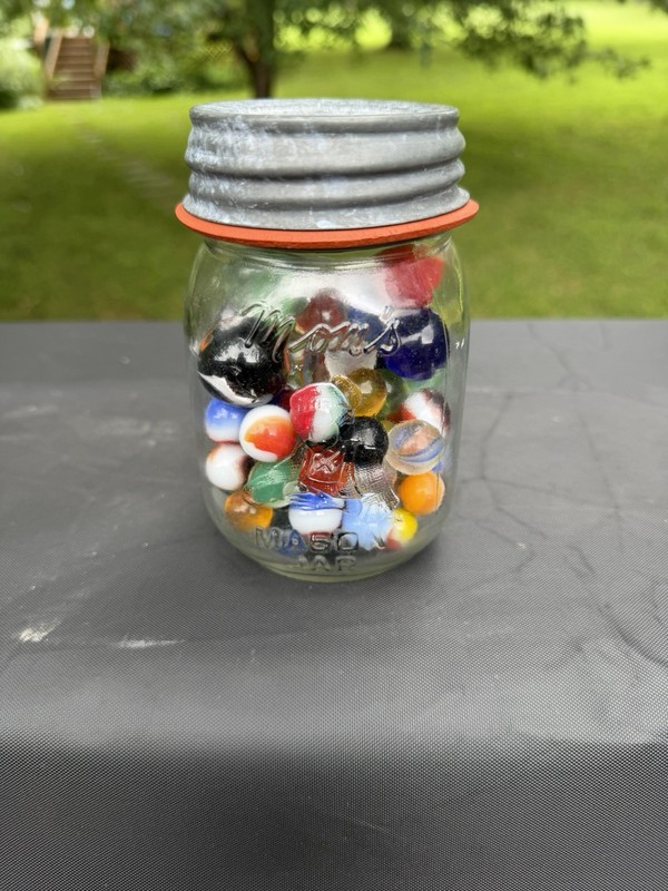 Vintage Lot Of Marbles In Mom’s Mason Jar