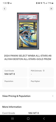2024 ALIYAH BOSTON PANINI PRIZM ALL STARS WNBA GOLD CARD /10 PSA 8 INDIANA FEVER - Picture 7 of 7