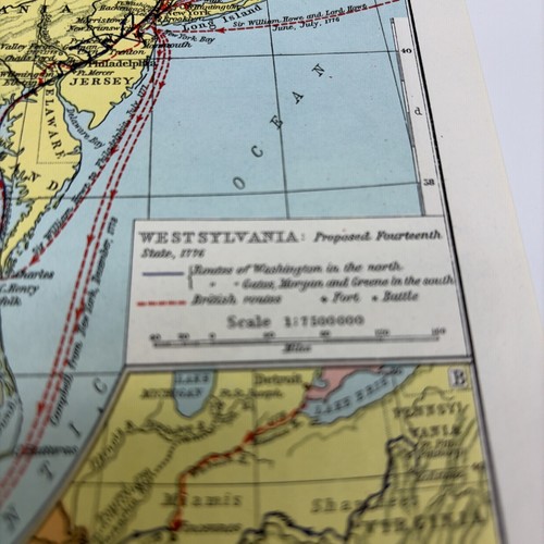 Campaigns  American Revolution US 1950's reprint Color Map Wall Art - Picture 13 of 15