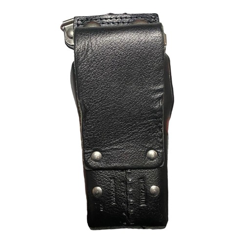 Motorola Portable Radio Belt Holder Leather Black Vintage Pack 2 Way Snap Close - Picture 3 of 6