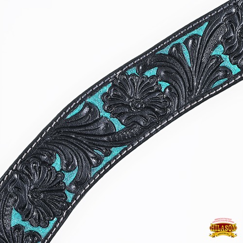 98BH Western Horse Headstall & Breast Collar Tack American Leather Black - Picture 8 of 8